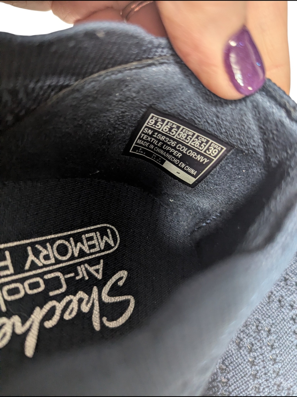 Skechers Women's Air-Cooled Memory Foam Navy Knit Slip-On Shoes - Picture 5 of 5
